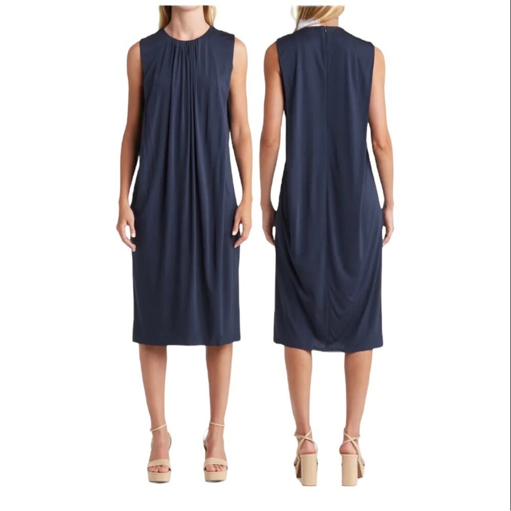 Salvatore Ferragamo Sleeveless Cocktail Dress Navy Blue Size‎ Small Quiet Luxury
